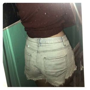 light-wash high-waisted Jean shorts